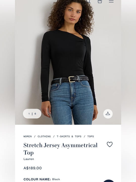 Lauren Ralph Lauren Tops - Lauren Ralph Lauren Black Asymmetrical Stretch Jersey Top